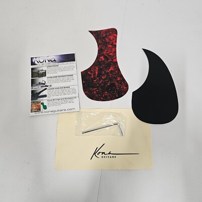 Kona Guitar Acousting Inlay Stickers & Cleaning Cloth - Red & Black