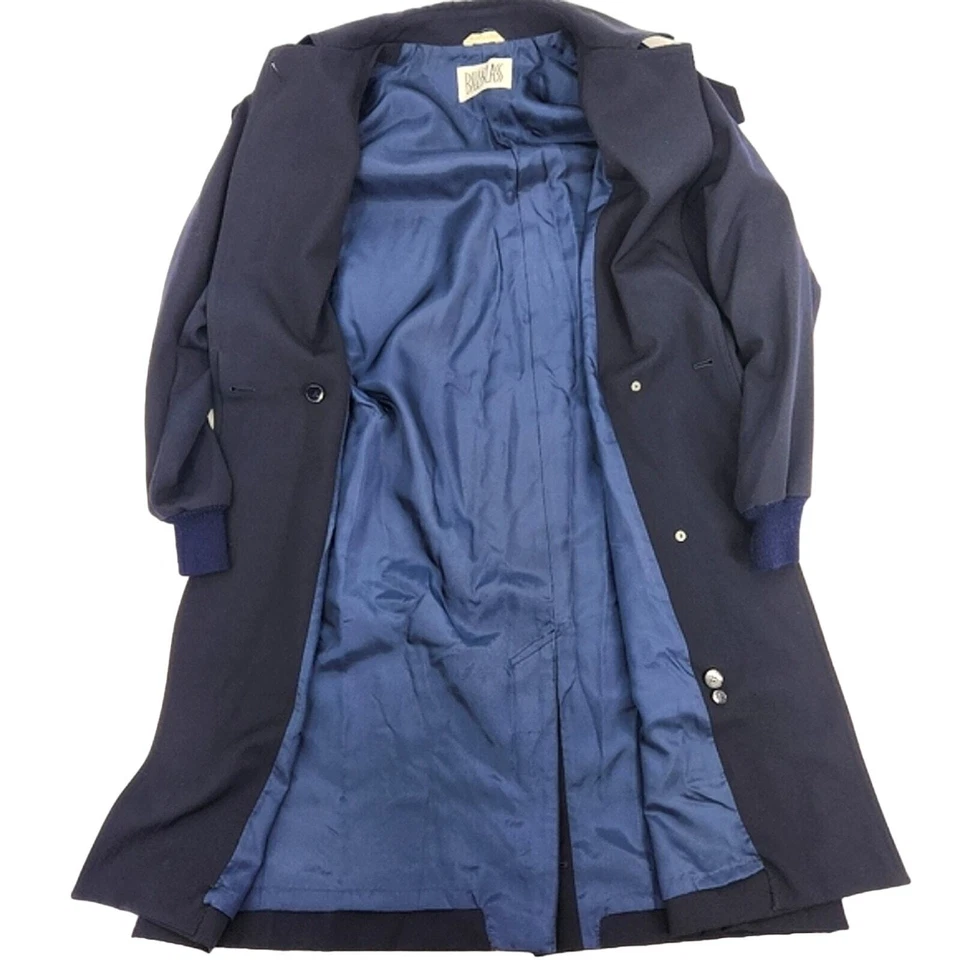 Gabardina vintage Bill Blass para mujer talla azul marino lana gaberdine longitud completa Foto 3 de 4