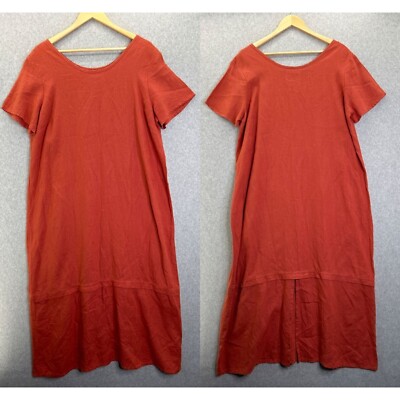 FLAX Size Large Midi Long Dress Short Sleeve Lagenlook Burnt Orange Linen Tee | eBay FLAX Size Large Midi Long Dress Short Sleeve Lagenlook Burnt Orange Linen Tee | eBay