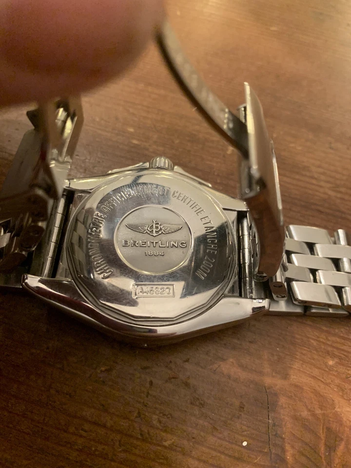 Reloj Breitling Galactic 44 mm acero inoxidable esfera blanca fecha A45320 - Auténtico Grnty Foto 4 de 4