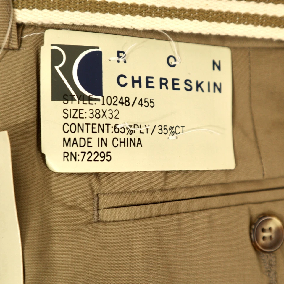 Pantalones chinos Ron Chereskin con cinturón para hombre 38x32 caqui oliva claro ¡NUEVOS! Foto 3 de 4