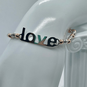 Authentic Italian Sterling Silver Spiral Rose Gold Plated Ball Beaded Love” Bracelet