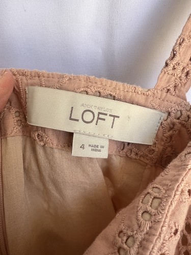 Loft Fit Flare Kleid 100% Baumwolle Sommerkleid rot und creme Damen Größe 4 - Bild 4 von 7