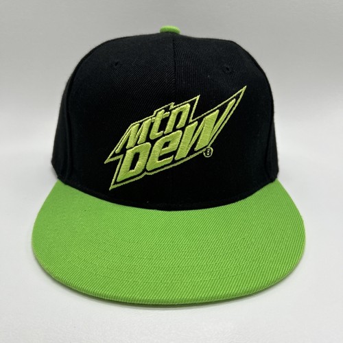 Mountain Dew Snapback Baseball Hat Black & Green NWT Soda Pop Cola MTN Dew
