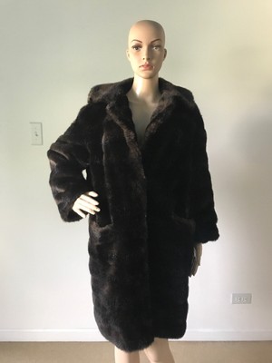 Vintage 1960 S Lykafur Made In England Dark Brown Faux Mink Fur Coat Jacket M L Ebay
