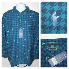 NWT $95 William "Bill" Murray Golf Houndstooth Long Sleeve Button Shirt Size XL
