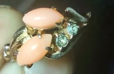 Coral Aquamarine Ring Size  6