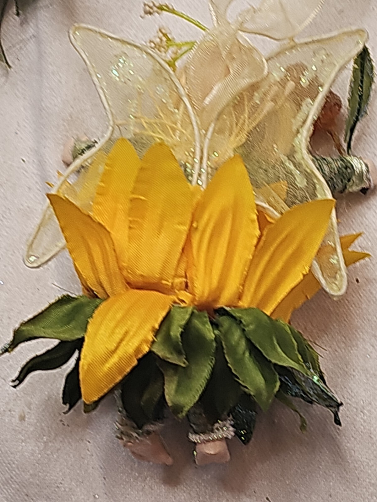 Vintage 3 Porcelain Flower Fairy Ornaments Vintage Sunflower, Lilac