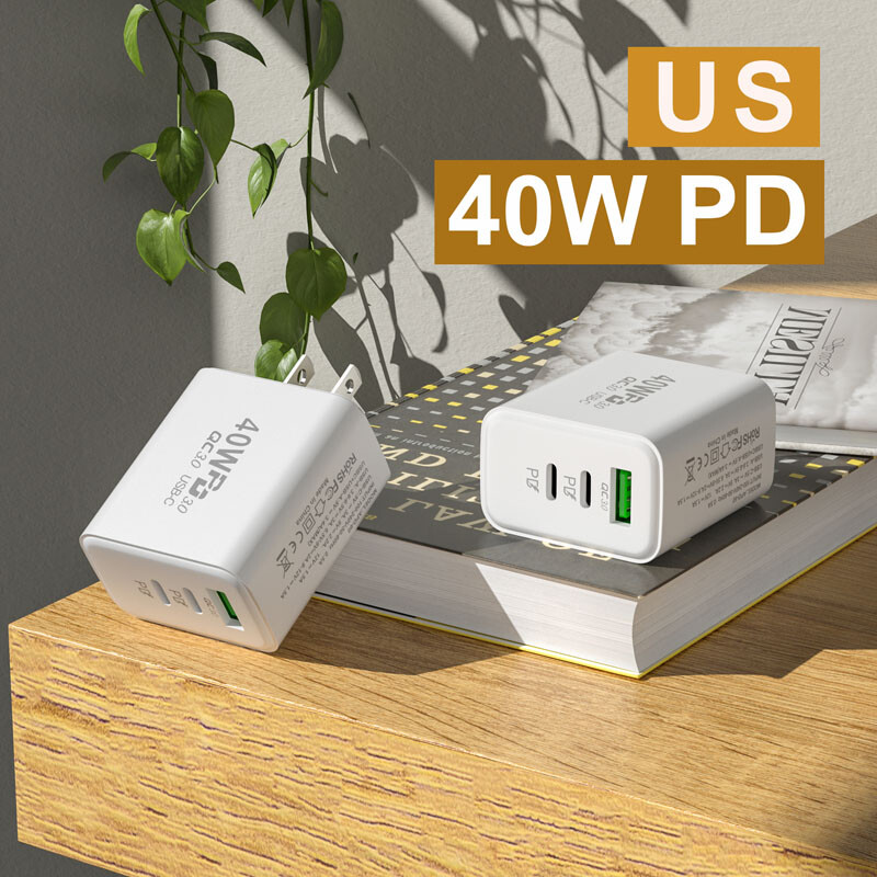 40W USB C Charger Block, 2Pack 4-Port USB C Wall Charger,Type C Fast Phone Charging