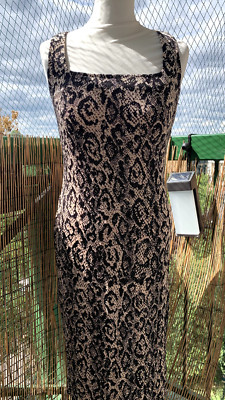 Next Petite, Uk 10, Black Lace & Neutral Sheath Pencil/straight short dress