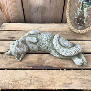 Piedra Grande Al Aire Libre Jardin Cesped Estatua Ornamento Escultura Colocacion Gatito Mascota Gato Ebay