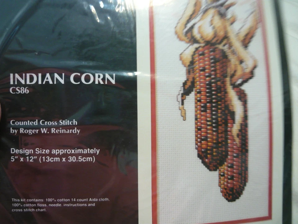 Monarch Horizons "INDIAN CORN" Punto de Cruz Contado Acabado 5"x12" Nuevo en Paquete VINT 1989 Foto 3 de 4