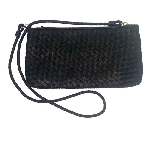 Elliott Lucca Leather Basketweave Shoulder Bag Black - Picture 4 of 10
