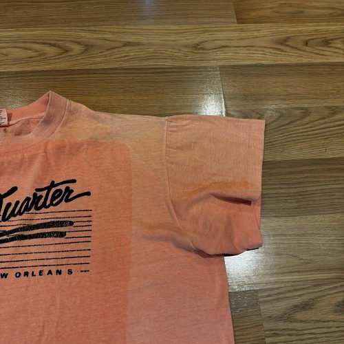 Vintage 90s French Quarter Faded Cropped Cut Tee New Orleans Single Stitch XL - Picture 7 of 14