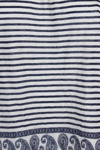 Two By Vince Camuto White Blue Striped Off-Shoulder Smocked Top XS - Picture 3 of 3