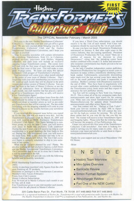 TRANSFORMERS COLLECTORS CLUB MAGAZINE #1; February March 2005 | eBay