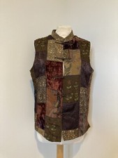 Coldwater Creek Size Small Brown Patchwork Oriental Sleeveless Waistcoat Vest