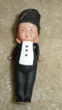 Vintage Japan Celluloid Jointed Girl Painted Character Doll 3.5" Tall