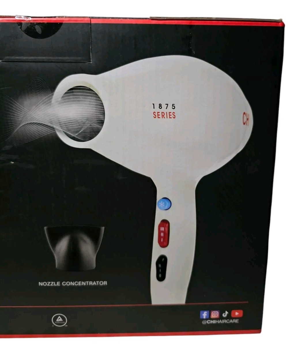 CHI 1875 Series WHITE Salon Style Compact Powerful and Light Weight Hair  Dryer