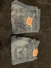 2 Mens Levis 527 Low Bootcut Denim Jeans SZ 34/30 Blue Cotton Medium Wash Nice