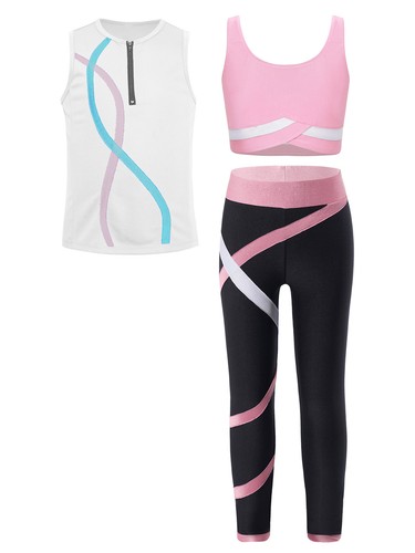 Girl Sports Set Casual Activewear Colorblock Sportwear Stand Collar Tracksuit - Picture 32 of 58