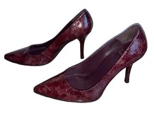 Vintage Stuart Weitzman Burgundy Croc Pointed Toe Stiletto Heels Size 7.5