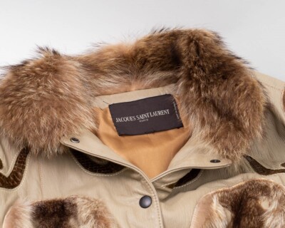 Jacques Saint Laurent Paris Brown Tip Dyed Raccoon & Leather