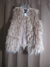 Mossimo Lg Desert Clay Dusky Pink Boho Hippie Long Hair Faux Fur Vest Nwt 2 Hoo