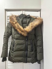 Authentic Mackage Women Adali Army Fitted Down Coat Fur Hood All Sizes New