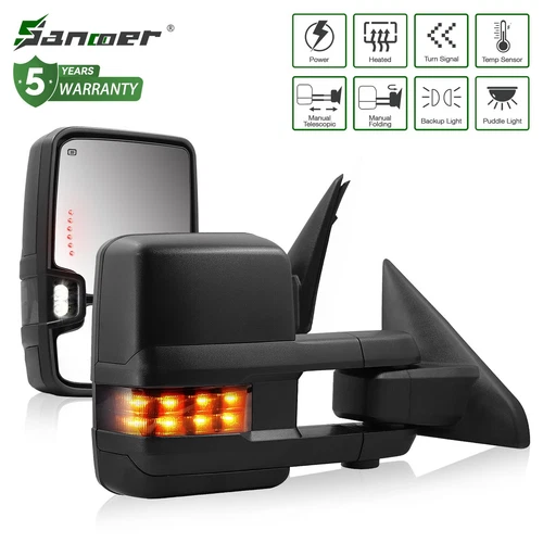 Smoked Lens Tow Mirrors Heated for 2009-2018 Dodge Ram 1500 10-18 Ram 2500 3500
