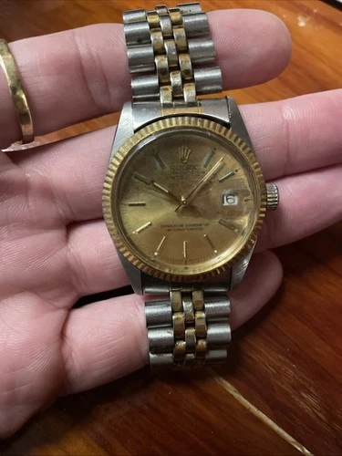 Vintage Rolex 1601 Two Tone Datejust 36mm Men's Watch Gold Face  Jubilee Band