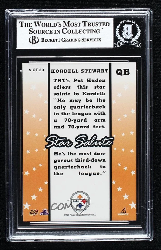 BAS 1998 Score Star Salute Kordell Stewart #5 BGS Authentic Auto - Image 2 of 2