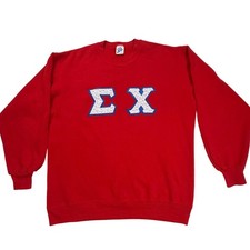 Vintage Jerzees Super Sweats Sigma Chi Fraternity Sweatshirt Red XL Made in USA