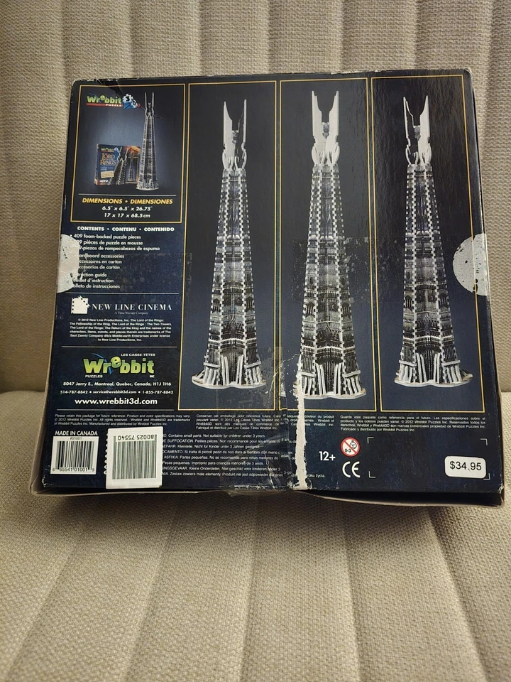 Lord of the Rings Wrebbit Orthanc Tower Isengard 3D Puzzle 409 pcs Over 2' High - Image 2 of 2