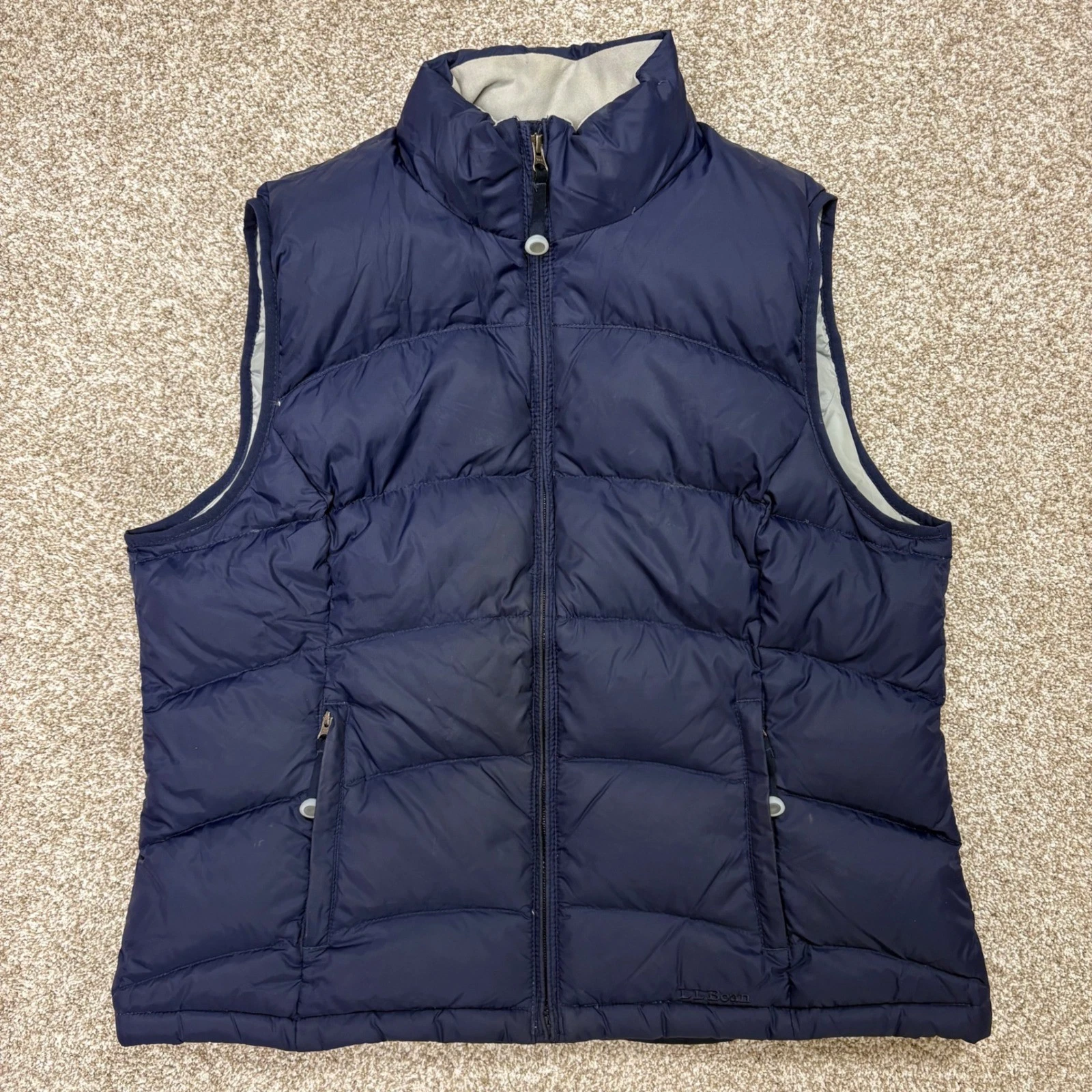 LL Bean Goose Down Puffer Vest Mens XL Navy Blue Quilted Full Zip REG 0FJT1