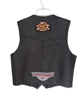Raider Leather Vest With Harley Davidson Patches Mens Size 44 Black
