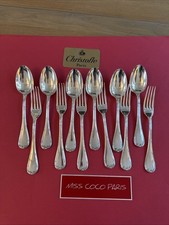COUVERTS ENTREMETS 12P CHRISTOFLE FR RUBANS 17 CM  METAL ARGENTE TRÈS BEL ÉTAT