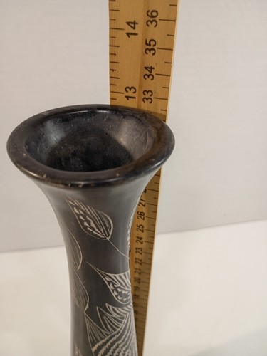 Hand made soapstone vase (fish carving) Approx. 13" tall VGC - Picture 8 of 9