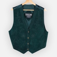 Vintage Agapo Collection Embroidered Suede Leather Vest Women's Size L READ