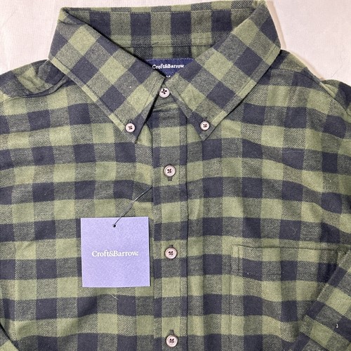 Croft and Barrow Flannel Shirt Men M Tall Woven Extra Soft Long Sleeve Pocket - Picture 4 of 11