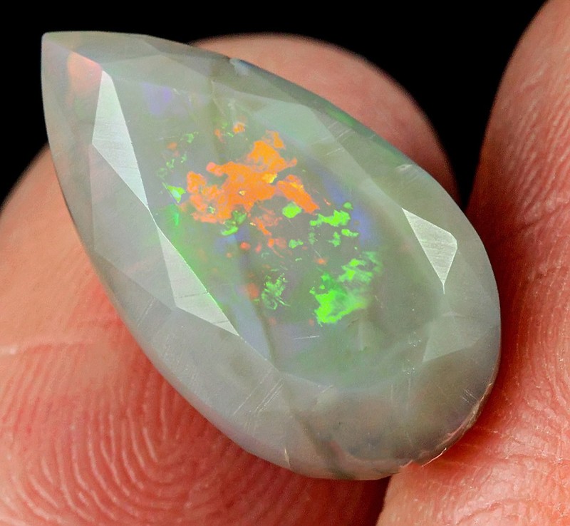 5.8Ct African Opal Play Of Color Faceted Cut QJH40