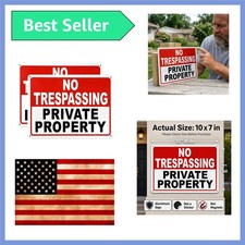 2 Pack No Trespassing Signs Private Property   10x7 Inch 40 Mil Rust Free Alu...