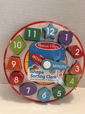 Melissa  Doug Shape Sorting Clock Wooden Colorful Interactive Educational Toy