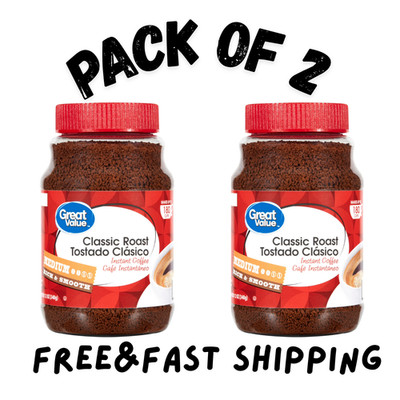 (PACK OF 2) Great Value Classic Medium Roast Instant Coffee, 12 oz
