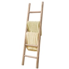 Natural Wood Blanket Ladder, Rustic Freestanding Wooden Decor Ladder, Floor T...