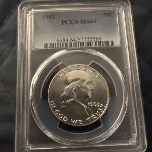 1963 50C Franklin Half Dollar PCGS MS 64