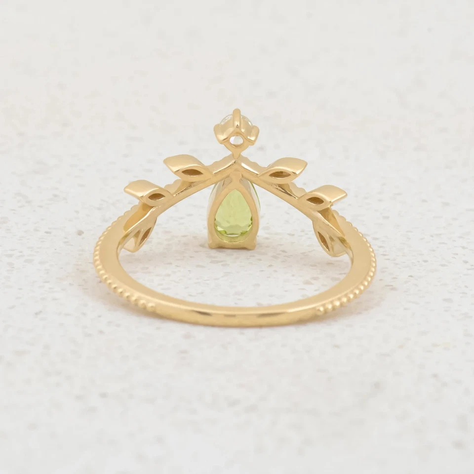 peridot rings engagement rings moissanite ring gold plated 925 silver rings - Image 4 of 4