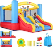 Inflatable Bounce House with Double Slide Spacious Jumping & Obstacle Course 🥰