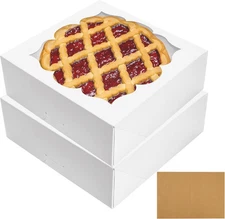 20 Pack Pie Boxes for 9 Inch 9x9x3 in Bakery with in, White 