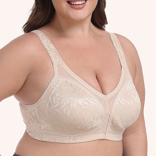 Plus Women Bras Thin Embroidery Full Cup Large Size Brassiere No Steel Bralette - Picture 3 of 15